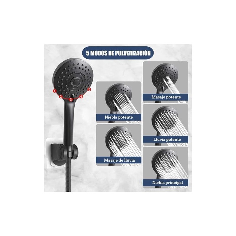 Regadera de Ducha para Baño Negro 10 Pulgadas,Combo con Cabezal