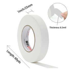 WELSTIK WELSTIK 1 Pack Gaffer Tape White,1" X 60 Yards-60 Yards Length-Suitable for DIY Projects, Heavy Duty Gaffer Floor Tape for Hockey Sticks,Wall Cracks, Bug Holes,Non-Reflective Easy to Rip