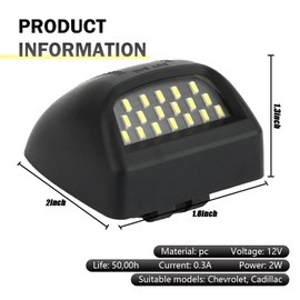 Anyhut 2 PCS Led License Plate Light, 6000K Plug and Play Tag Light Replacemnet Accessories, Compatible with Suburban GMC Sierra Chevy Silverado 1500 2500 3500 Tahoe Yukon XL Escalade (Black)