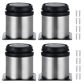 Knpwer Set of 4 Furniture Feet, Adjustable Metal, 50 x 50 mm, Table Legs, Furniture Legs, Round Brushed Stainless Steel Furniture Feet, Cabinet Feet, Metal Feet