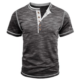 UNQPJUS Men’s Henley Shirts Short Sleeve Athletic Button Basic Tee Shirts Summer Lightweight T Shirts Grey