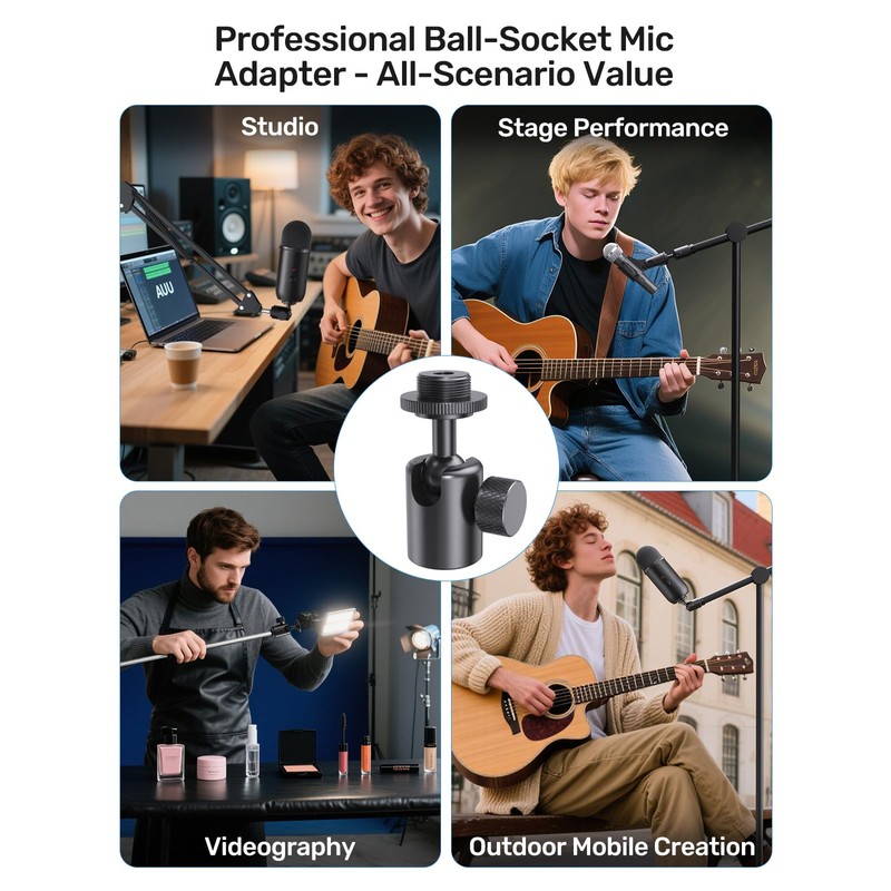 Ball and Socket Head Microphone Adapter with Angle Adjustment [All