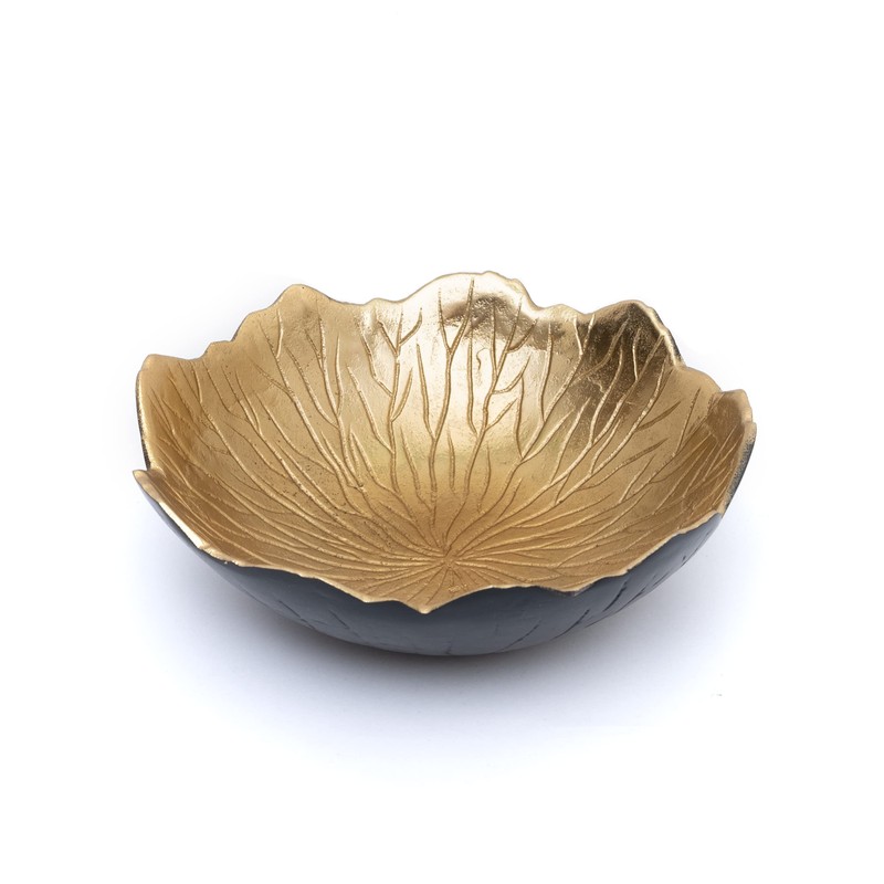 Leaf Bowl for Serving Fruits, Appetizers - Black & Gold
