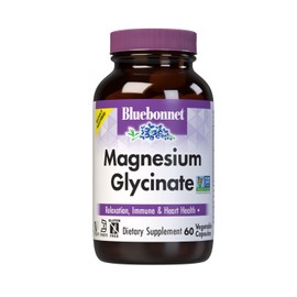 Bluebonnet Magnesium Glycinate 400mg Maximum Absorption Mineral Complex Supports Energy Production  Enzyme Function - Non-GMO, Soy-Free, Gluten-Free  
