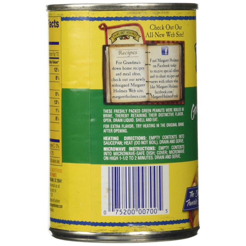 Margaret Holmes, Green Boiled Peanuts, 13.5oz Cans (Pack of 12)