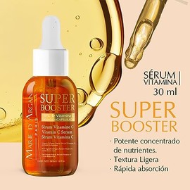 Marie D’Argan Súper Booster Sérum Facial Vitamina C Nanoencapsulada 10% Con Retinol, Ácido Hialurónico Y Colágeno Vegetal, 30 ml, Antimanchas, Antieda