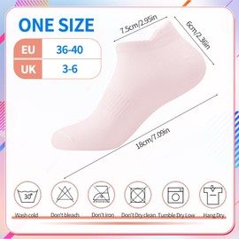Zuimei 8 Pairs No Show Trainer Socks for Women, Adults, Female, Multicolour, Medium, Classic, Solid, Running, Athletic Socks, Hand Wash Only