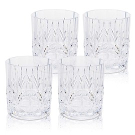 BELLAFORTE Shatterproof Tritan Plastic Short Tumbler, Set of 4, 13oz - Myrtle Beach Drinking Glasses, Unbreakable Glasses for Indoor and Outdoor Use - BPA Free - Clear