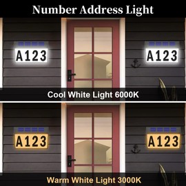 Solar House Numbers Light, T-SUNUS Lighted House Numbers Sign Plaque Address Numbers for Houses Waterproof LED Solar Powered Address Sign for Houses Mailbox Street Yard