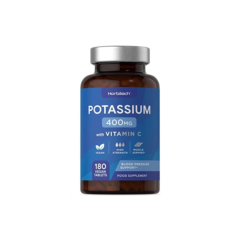 Potassium Supplement 400mg with Vitamin C | 180 Vegan Tablets