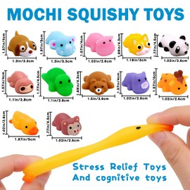 DIYDEC 18pcs Mochi Squishy Toys, Mini Jungle Animals Squishies Soft Squeeze Fidget Toys Kawaii Stress Relief Toys Party Bags Fillers for Boys Girls Birthday Party Favors Gifts
