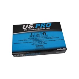US PRO Magnetic Spanner Rack, 2-Piece Set, 12 Slots Each, Black and Red, 250 x 157 x 28mm