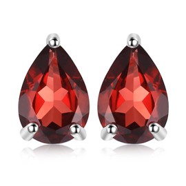 JewelryPalace Pear 1.8ct Genuine Garnet Birthstone Stud Earrings 925 Sterling Silver