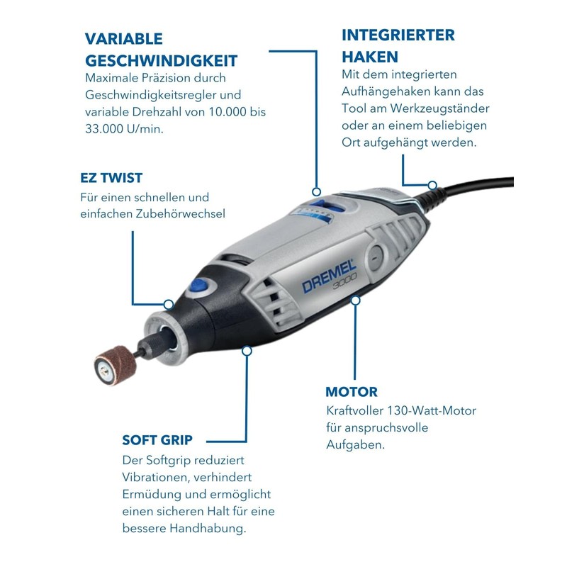 Dremel 3000 Multi-Function Tool, 130 W, Set with 1 Attachment,
