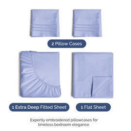 CGK Unlimited Extra Deep Pocket Queen Sheets- 4 Piece Breathable & Cooling - Hotel Luxury Sheet Set- Soft, Wrinkle Free & Comfy- Easily Fits Extra Deep Mattresses- Lavender Sheets Set