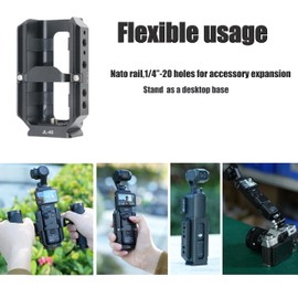 FOTGA Accessory Mount Expansion for DJI Osmo Pocket 3 Expansion Adapter, Protective Cage + 1/4"-20 Screw Lock/Side NATO Rail 1/4"-20 Holes with Location Points/Arca Swiss Base with 1/4"-20 Mounts