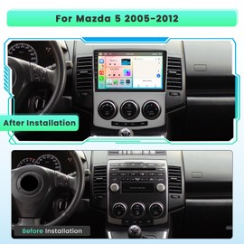 Upgrade Android Radio for Mazda 5 2005-2012- 2+64G Car Stereo with Wireless Carplay Android Auto - 9 inch IPS Touch Screen Bluetooth Radio for Mazda 5 WiFi GPS Navi EQ SWC FM RDS