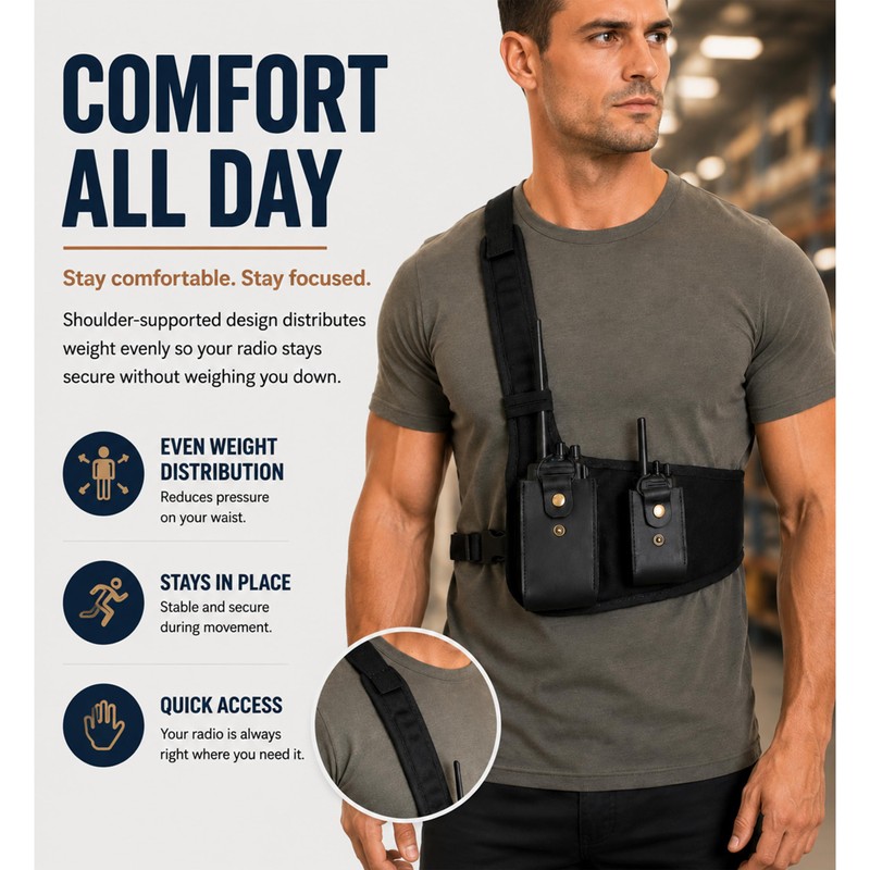 Radio Chest Harness, Canvas and Leather Radio Holster