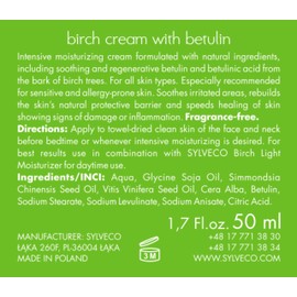SYLVECO Birch Day Cream Combination Skin with Betulin Face Cream for Dry Skin and Blemished Skin Natural Cosmetics for Face and Neck Size 50 ml