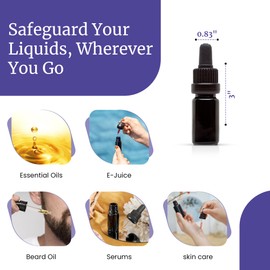 Infinity Jars Glass Dropper Bottle Ultraviolet Black Glass Tincture Bottle 5ml(.17 Fl oz)w Eye Droppers Caps, Leak-Proof Travel Bottle for Essential Oils, Liquids | Amber Glass Dropper Bottle 10-Pack