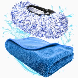 PLEXICLICK Carmodo® SB-BOB Premium SB Wash Brush Cover + Carmodo Premium Drying Cloth 70 x 50 cm Microfibre Car Sponge Drying Cloth Brush Cover