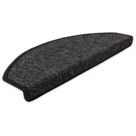 Kettelservice-Metzker Imago Stair Mat, Semi-Circular with Fleece Backing, Non-Slip Thanks to Strong Attachment, Anthracite, Pack of 1
