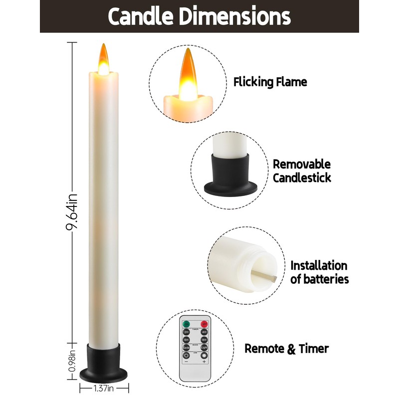 Da by 3 LED Flameless Table Candles with Remote Timer,