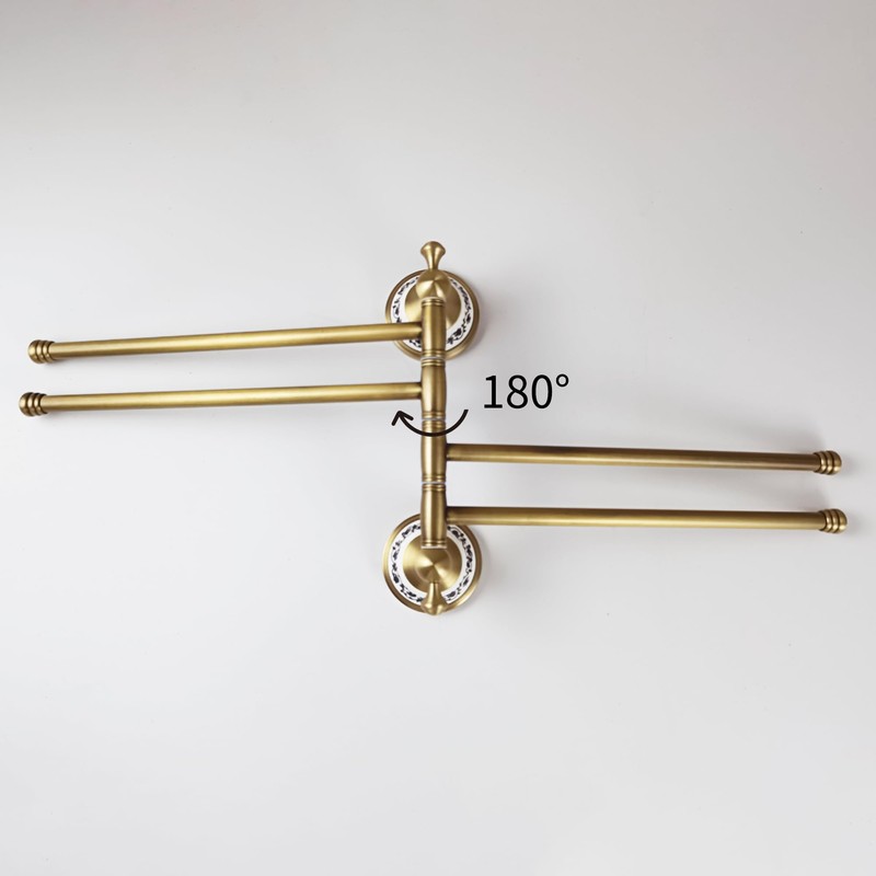 Swivel Towel Rack for Bathroom, Antique Bronze Folding 4 Arms