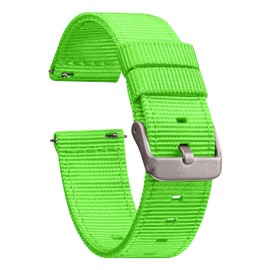 GadgetWraps 18mm Nylon Watch Band with Quick Release Pins – Compatible with Speidel, Daniel Wellington, Wristology – 18mm Nylon Watch Band (Hyper Green, 18mm)