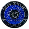 AA 45-Year Shiny Fancy Glitter Recovery Medallion, Alcoholics Anonymous Recovery