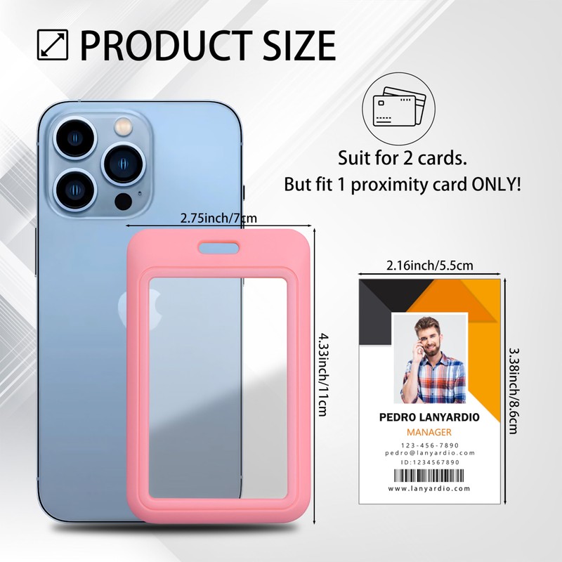 Lanyardio 1 Pack Sliding Vertical ID Badge Holder Hard Pink