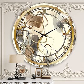DesignQ Glam Wall Clock 'Gold Glam Squares V' Abstract Large Wall Clock for Office Decor