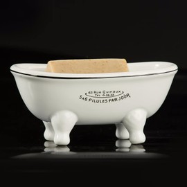 1 Piece 5.7" Mini Ceramic Clawfoot Double Ended Bathtub Soap Dish Vintage Decortative Soap Dish