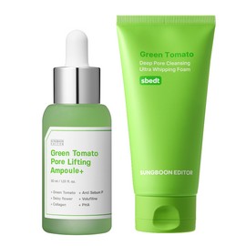 성분에디터 그린토마토 히알루론산 모공 감소 앰플 30ml + 그린토마토 딥 포어 모공감소 딥 클렌징 생크림 폼 리브랜딩 Ingredient Editor Green Tomato Hyaluronic Acid Pore Reducing Ampoule 30ml + Green Tomato Deep Pore Reducing Deep Cleansing Cream Foam Rebranding, 1세트