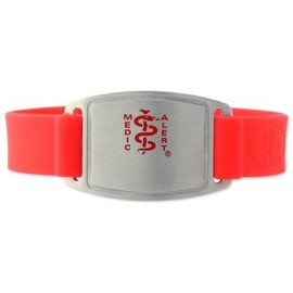 MEDICALERT Foundation Sport Silicone Medical ID Bracelet, Red, Large