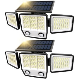 MDCMDCM Solar Motion Sensor Outdoor Lights Waterproof - 3000LM 3 Modes Security Lights Outdoor 270° Illumination IP65 LED Solar Flood Wall Light for Garden Yard Patio Pathway (Modern, 2)
