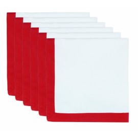 PurpleEssences Cloth Napkins White - 18 x 18 Inch Dinner Napkins Set of 6-100% Cotton - Durable Washable Fabric Napkins for Fall Thanksgiving and Christmas - Solid Edges - Red