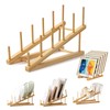 5 PCS Bamboo Tiered Display Stand – Plate Stands for