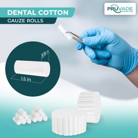 Pruvade Dental Gauze Rolls | 500 Pack | Cotton Rolls, Super Absorbent Nosebleed Plugs, 1.5” Rolled Cotton for Mouth | Comfortable and Flexible Mouth Cotton Rolls, Non-Sterile Gauze| 500 Pack