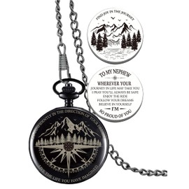 Gifts for Nephew from Aunt, Go Confidently Pocket Compass Engraved Black, to My Nephew Pocket Token, Inspirational Keepsake Gifts Ideas for Nephew Birthday Graduation Christmas