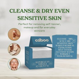 Caboo Toallas Faciales Desechables De Bambú – 50 Toallas Suaves Y Sin Pelusa(25,4 X 29,2 Cm) Biodegradables, Ecológicas Y Extra Grandes Una Alternativa Suave A Las Toallitas Desmaquillantes O Paño