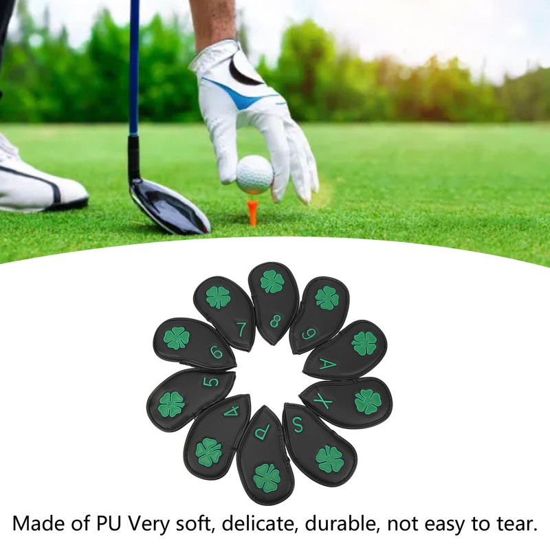 10 PCS Golf Club Head Covers Four Leaf Clover Pattern