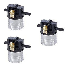 EFINEHOME 3 Pack Push Thru On/Off Lamp Socket, Medium Base E26 Socket Interior, Shell Incandescent Lampholder, U.L listed