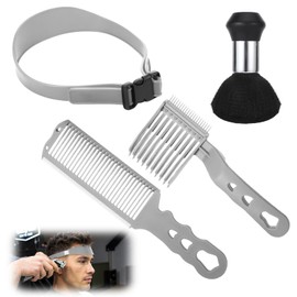 Fade Comb for Men Haircut Kit, Fade Hair Trimming Comb with Haircut Band, Barber Friend Guide for Men and Neckline Template, Guide Hair Cutting Guide(Grey)