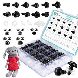 662Pcs Safety Eyes and Noses for Amigurumi, Junreox Preimum 5-14mm Safety Eyes for Crochet Stuffed Animals, Assorted Plastic Crochet Craft Eyes with Washers for Teddy Bear, Dolls, Plushies Toys, Black