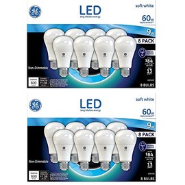 GE 60W Replacement Soft White 8 LED Bulbs (Pack of 2)