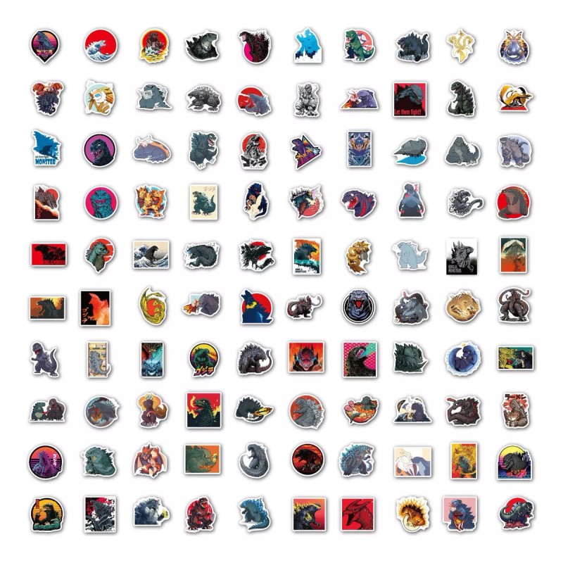 Godzilla Mounstruo 50 Calcomanias Stickers Pvc Contra Agua