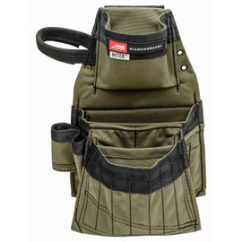 Diamondback Miter Tool Pouch - Clip-On Belt Pouch with 3 Pockets, 7 Slots, & 3 Loops - Lightweight & Durable - 15.25"x10.25", 1 lb (Ranger Green)