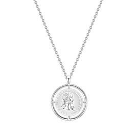 Glanzstücke München Julius Caesar Women's Coin Chain 925 Sterling Silver - Coin Chain for Women Roman, Silver, No Gemstone
