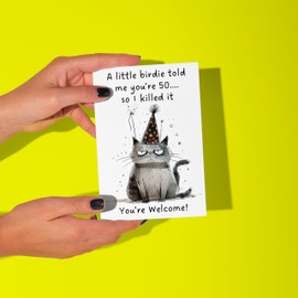 50th Birthday Card For Men And Women Funny Birdie Design Perfect For Husband Wife Brother Sister & Uncle